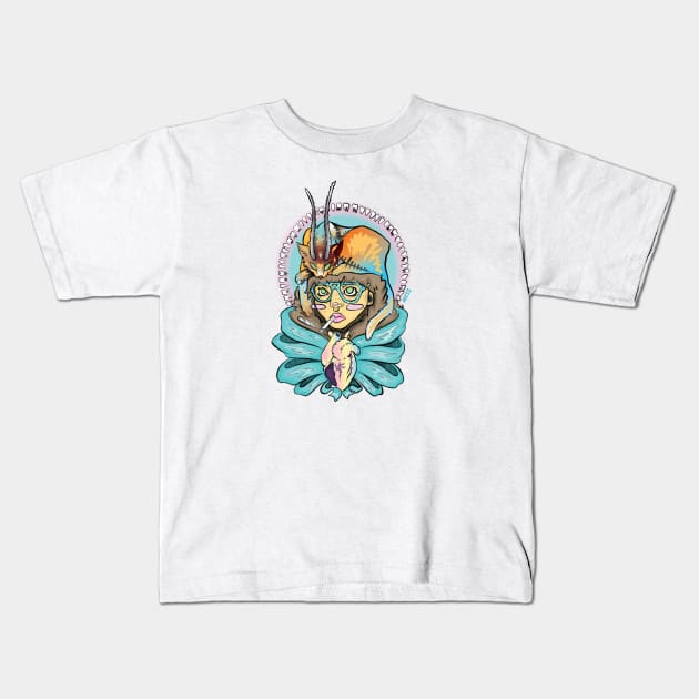 A girl and her cat Kids T-Shirt by Mess By Design 